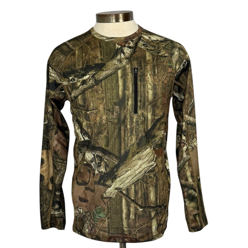 L.L. Bean Small Men's Camouflage Long Sleeve Shirt Chest Zip Pocket Hunting